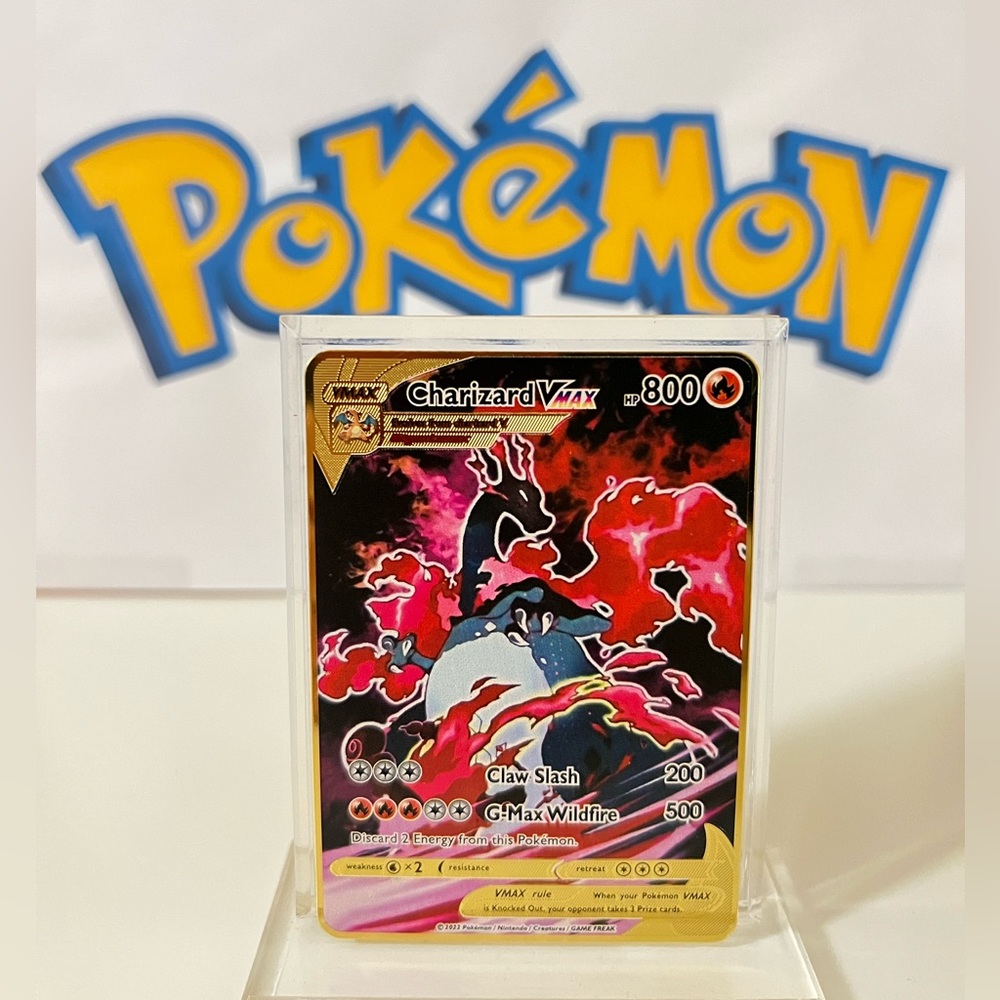 Pokemon Charizard Gold Metal Pokémon Card Collectible/Gift/Fan Art
